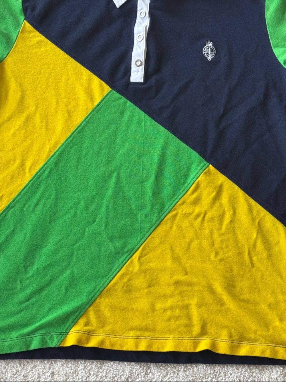Ralph Lauren Active Colorblock Polo Shirt - Navy, Green & Yellow - Picture 4 of 7